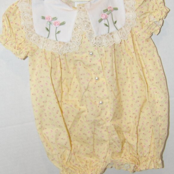 Vintage Baby Girl 6-9 Month One Piece Cottage Core Floral Romper BT Kids - Picture 2 of 5